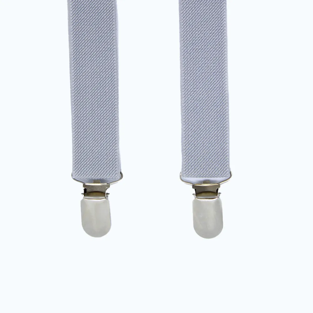 Grijze bretels met metalen clips